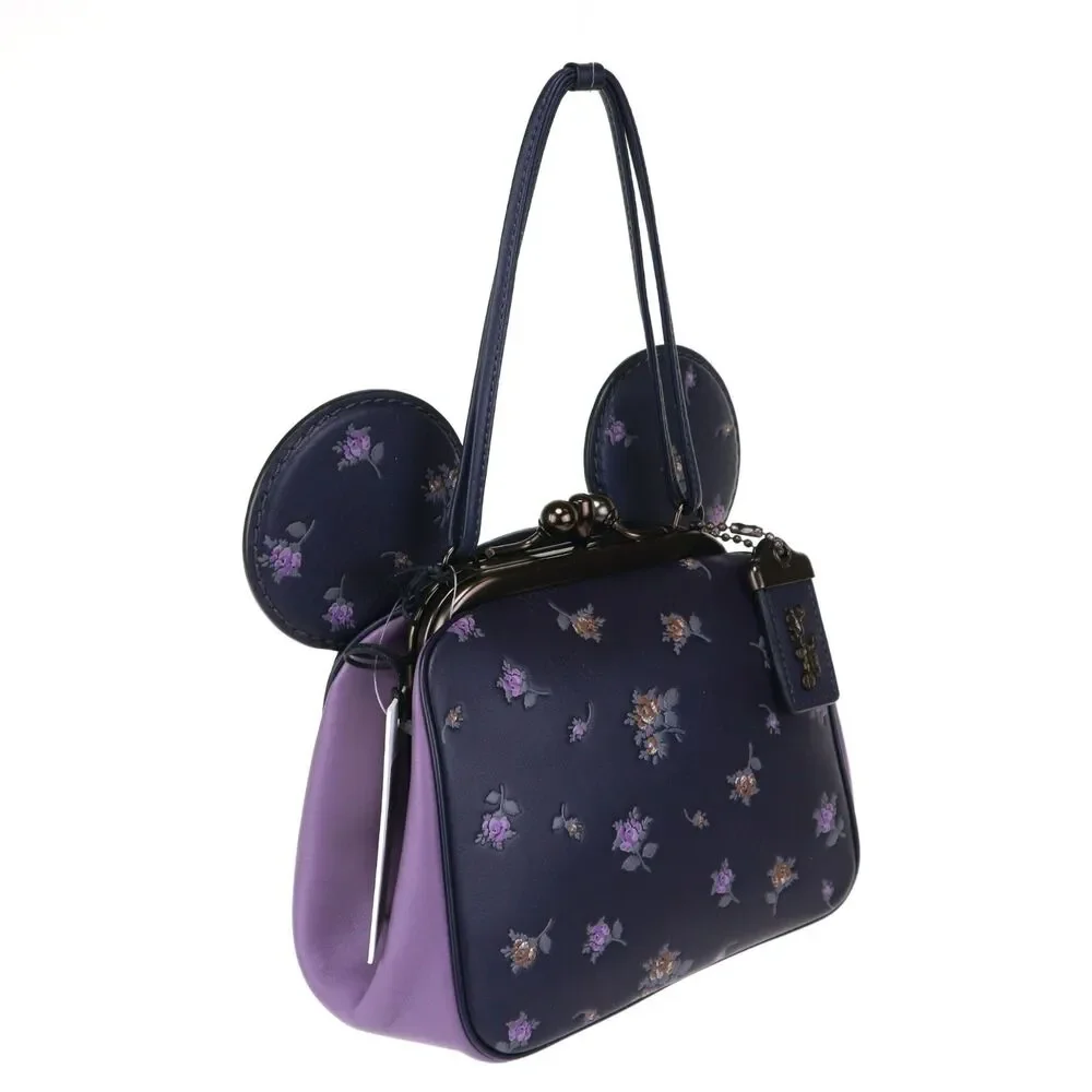 NWT Coach Disney X Minnie Mouse Kisslock Bag Handbag Ears Floral Purse - Picture 8 of 12